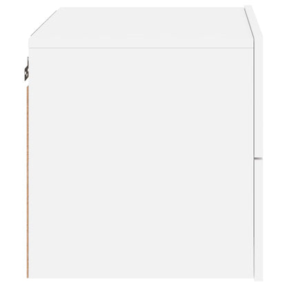 Wand-Nachttisch mit LED-Leuchten Weiß