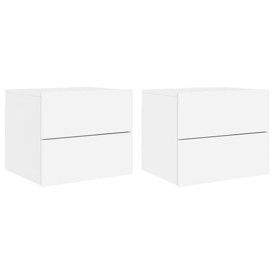 Wand-Nachttische mit LED-Leuchten 2 Stk. Weiß