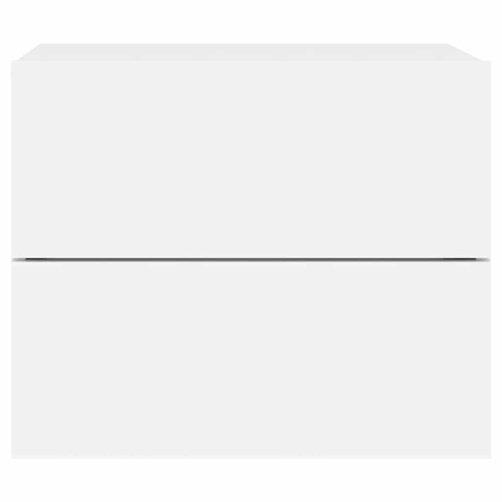 Wand-Nachttische mit LED-Leuchten 2 Stk. Weiß