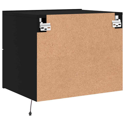 Wand-Nachttisch mit LED-Leuchten Schwarz