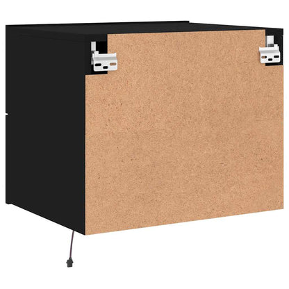 Wand-Nachttische mit LED-Leuchten 2 Stk. Schwarz