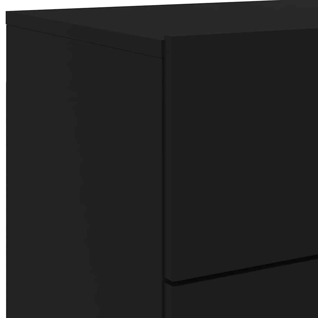 Wand-Nachttische mit LED-Leuchten 2 Stk. Schwarz