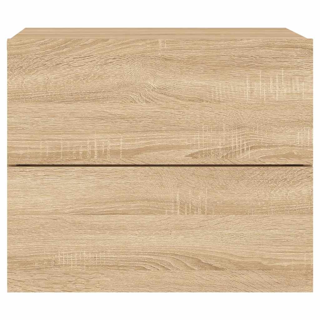 Wand-Nachttisch mit LED-Leuchten Sonoma-Eiche