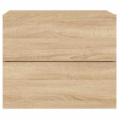 Wand-Nachttisch mit LED-Leuchten Sonoma-Eiche