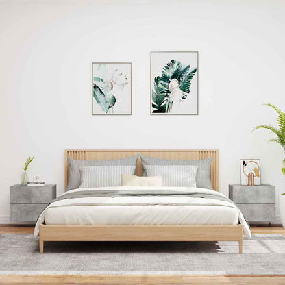 Wand-Nachttische mit LED-Leuchten 2 Stk. Betongrau