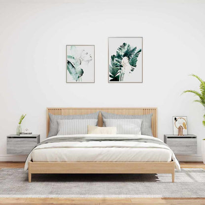 Wand-Nachttische mit LED-Leuchten 2 Stk. Grau Sonoma