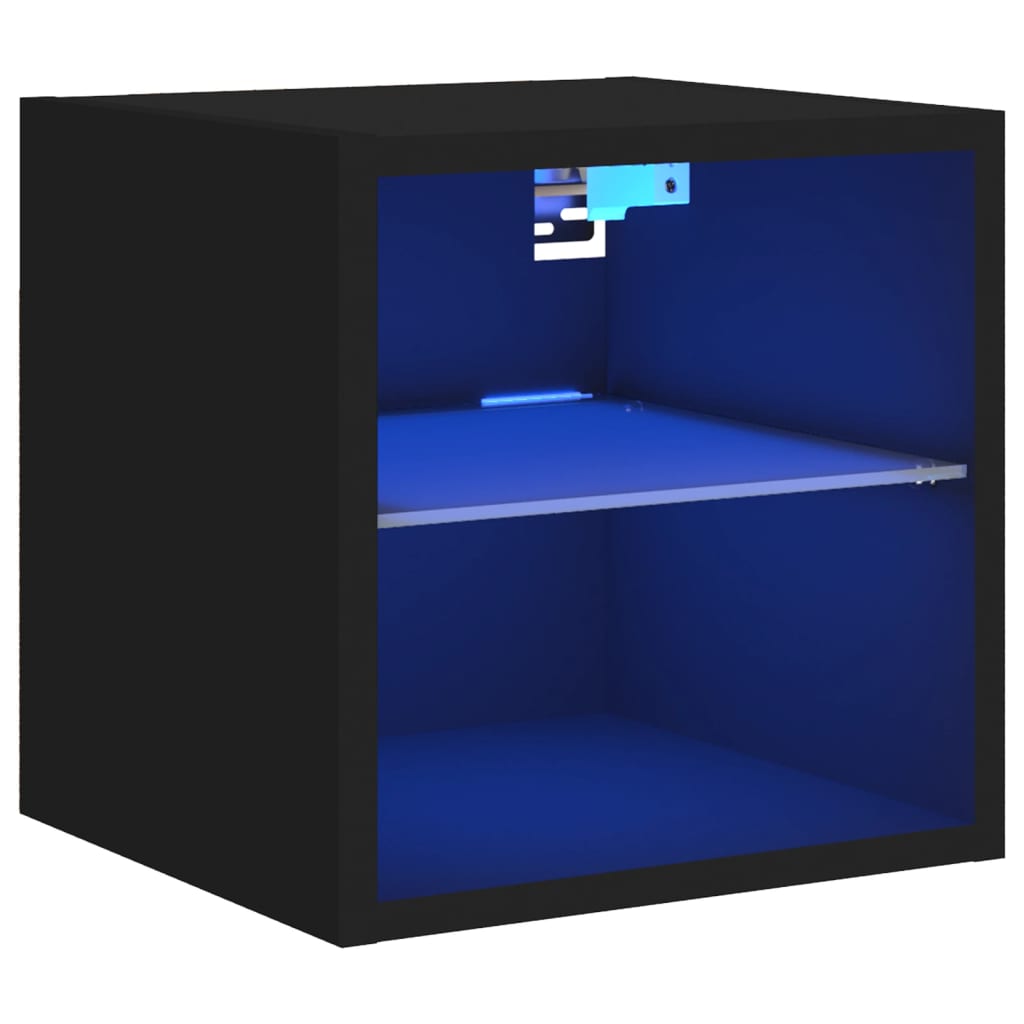 TV-Wandschrank mit LED-Leuchten Schwarz 30x28,5x30 cm