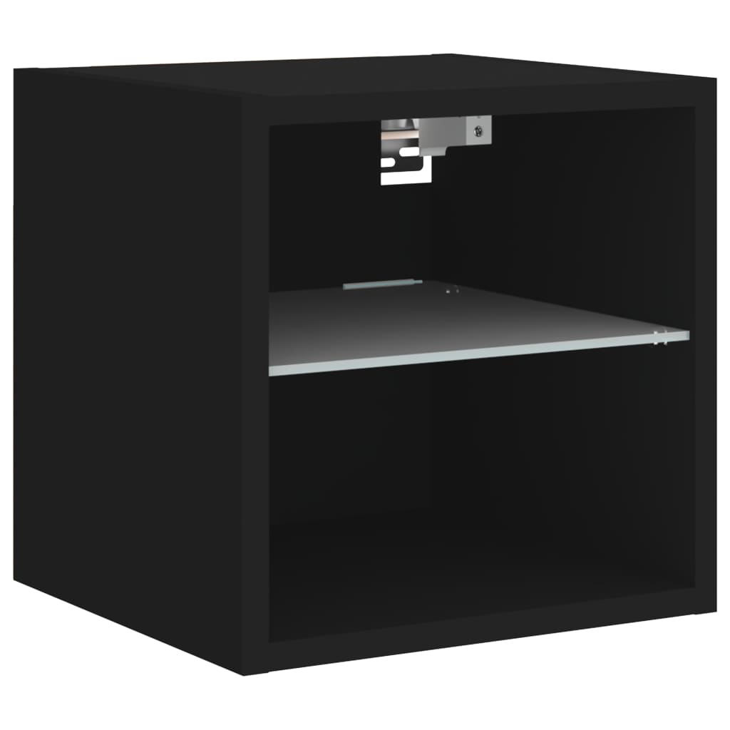 TV-Wandschrank mit LED-Leuchten Schwarz 30x28,5x30 cm