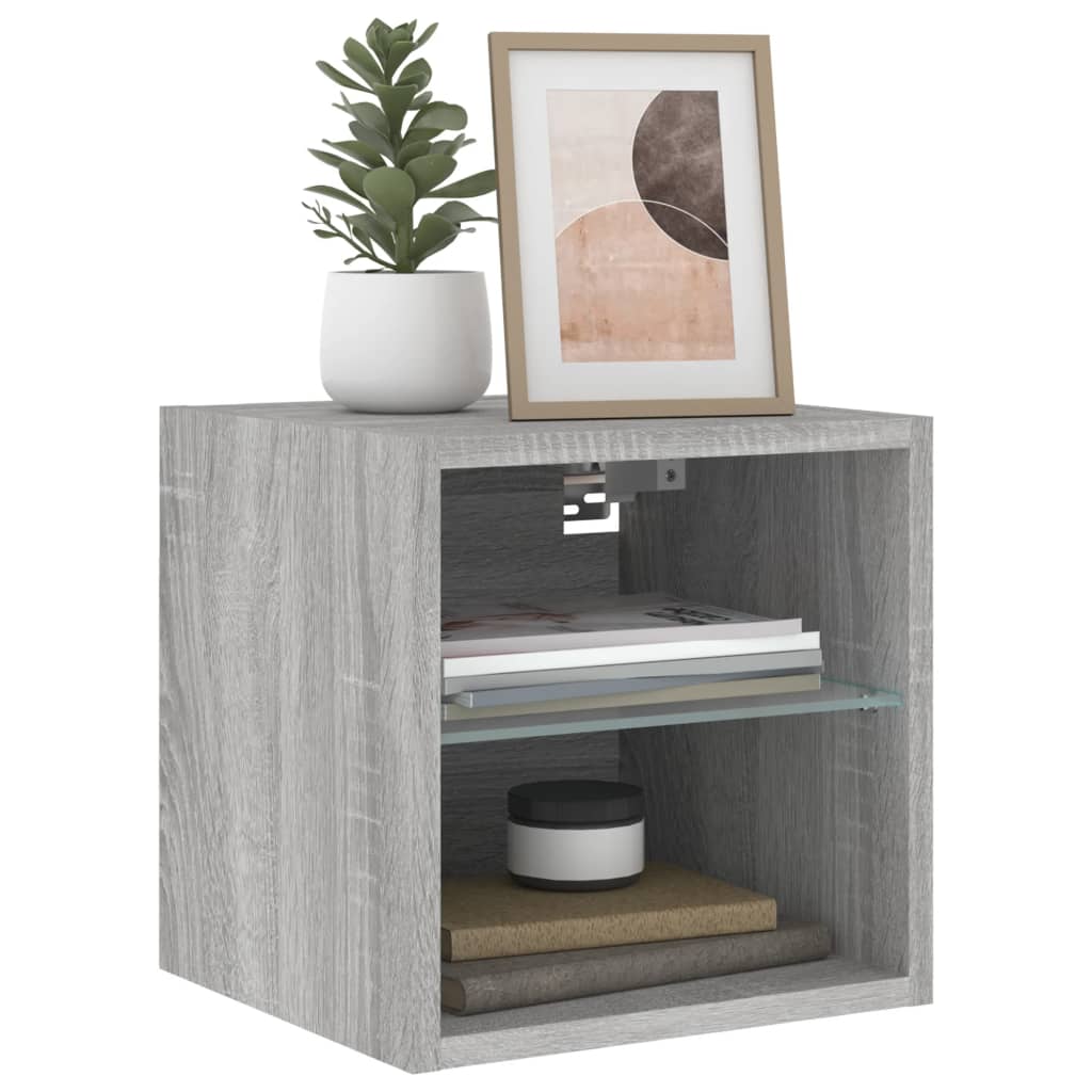 TV-Wandschrank mit LED-Leuchten Grau Sonoma 30x28,5x30 cm