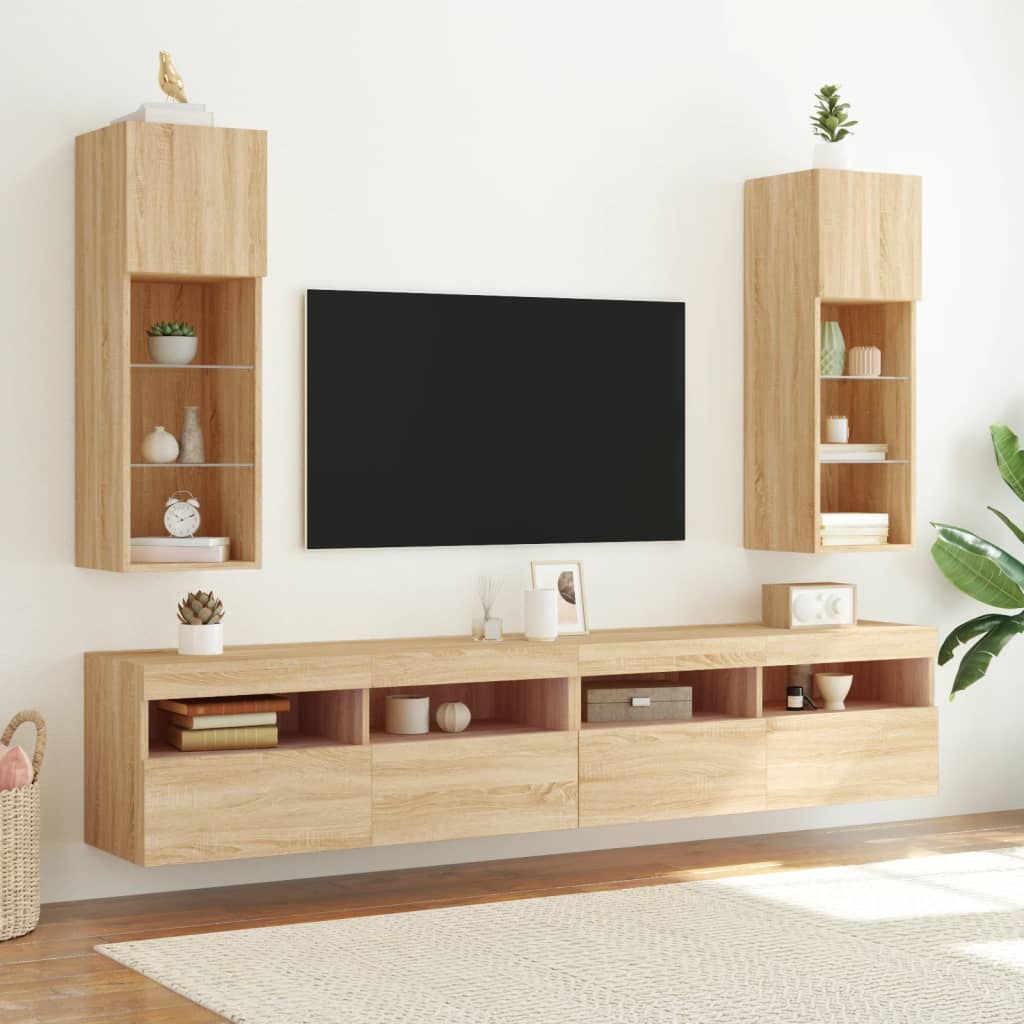 TV-Schrank mit LED-Leuchten Sonoma-Eiche 30,5x30x90 cm