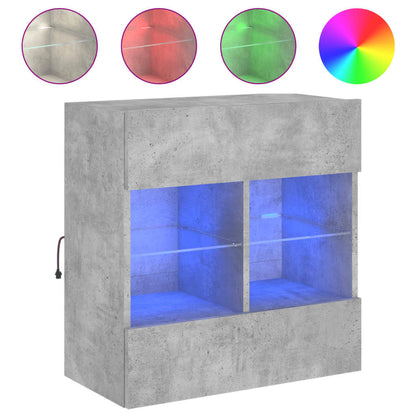 TV-Wandschrank mit LED-Leuchten Betongrau 58,5x30x60,5 cm