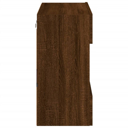 TV-Wandschrank mit LED-Leuchten Braun Eichen-Optik