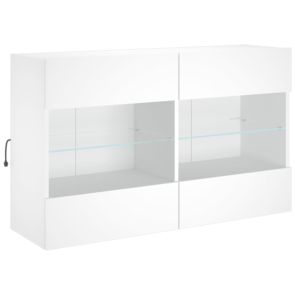 TV-Wandschrank mit LED-Leuchten Weiß 98,5x30x60,5 cm