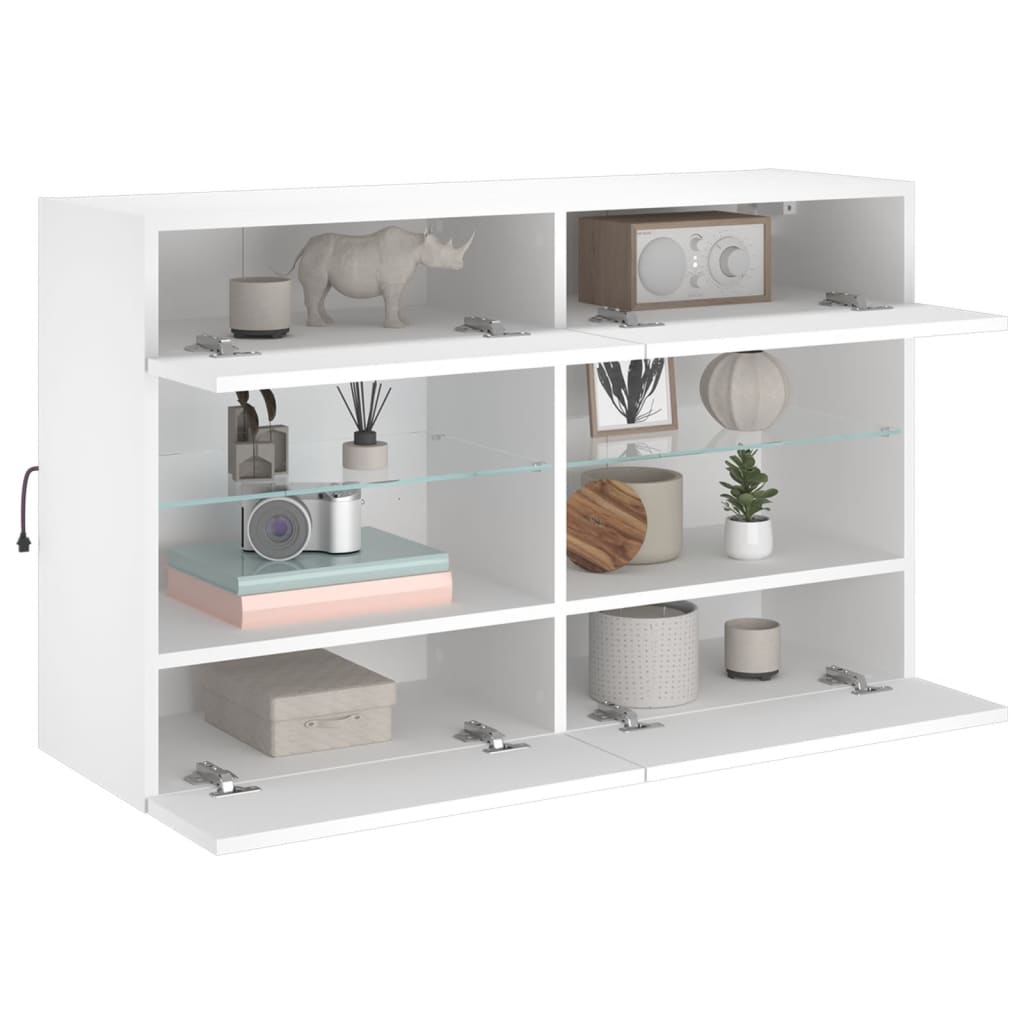 TV-Wandschrank mit LED-Leuchten Weiß 98,5x30x60,5 cm