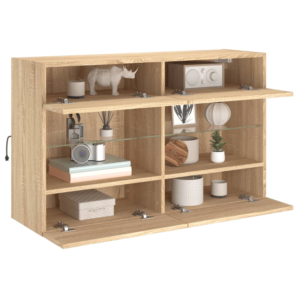 TV-Wandschrank mit LED-Leuchten Sonoma-Eiche 98,5x30x60,5 cm