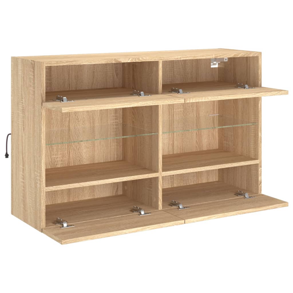 TV-Wandschrank mit LED-Leuchten Sonoma-Eiche 98,5x30x60,5 cm