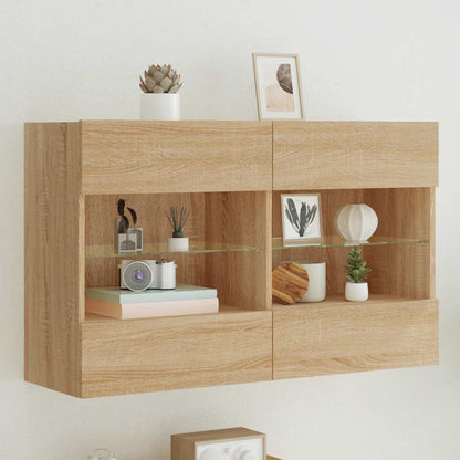 TV-Wandschrank mit LED-Leuchten Sonoma-Eiche 98,5x30x60,5 cm