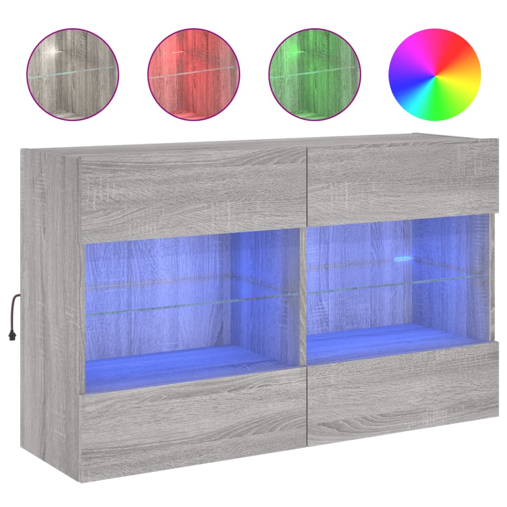 TV-Wandschrank mit LED-Leuchten Grau Sonoma 98,5x30x60,5 cm