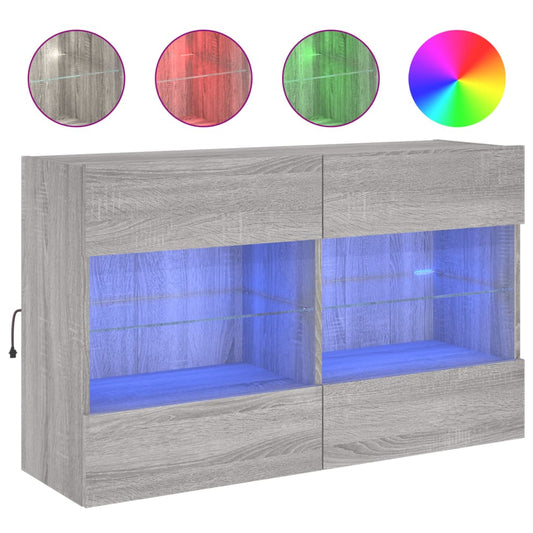 TV-Wandschrank mit LED-Leuchten Grau Sonoma 98,5x30x60,5 cm