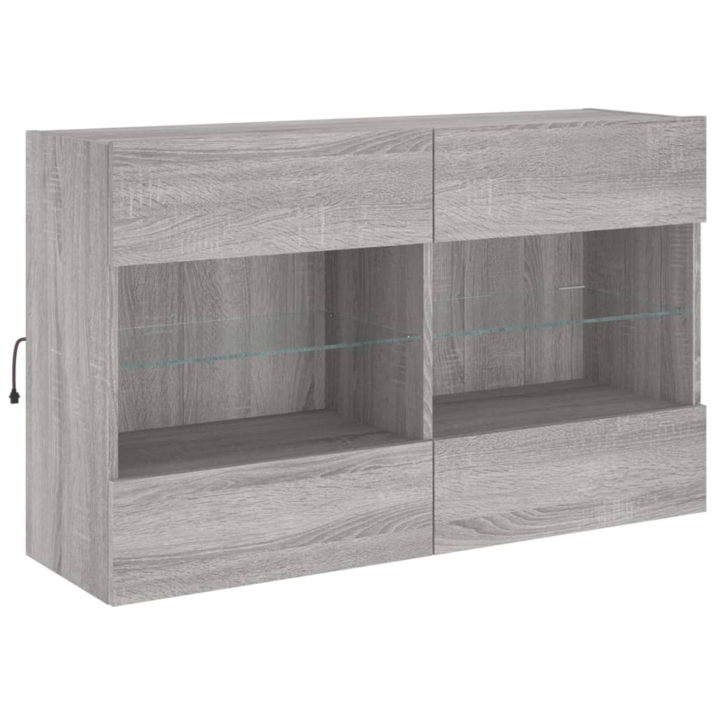 TV-Wandschrank mit LED-Leuchten Grau Sonoma 98,5x30x60,5 cm