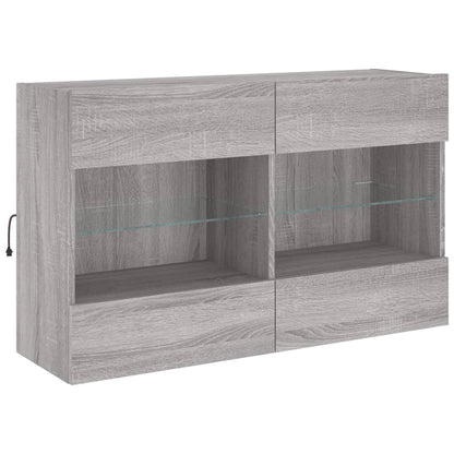 TV-Wandschrank mit LED-Leuchten Grau Sonoma 98,5x30x60,5 cm
