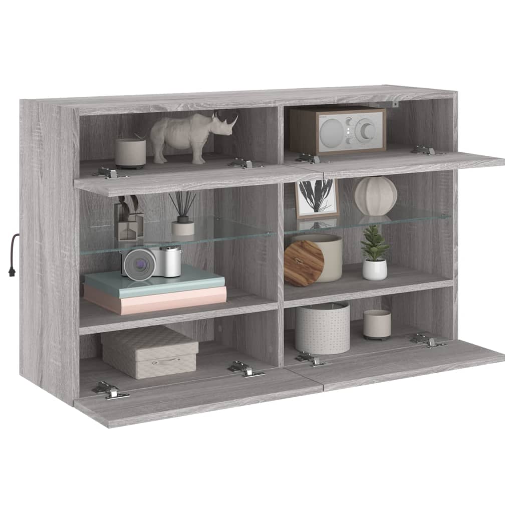 TV-Wandschrank mit LED-Leuchten Grau Sonoma 98,5x30x60,5 cm