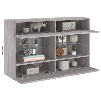 TV-Wandschrank mit LED-Leuchten Grau Sonoma 98,5x30x60,5 cm
