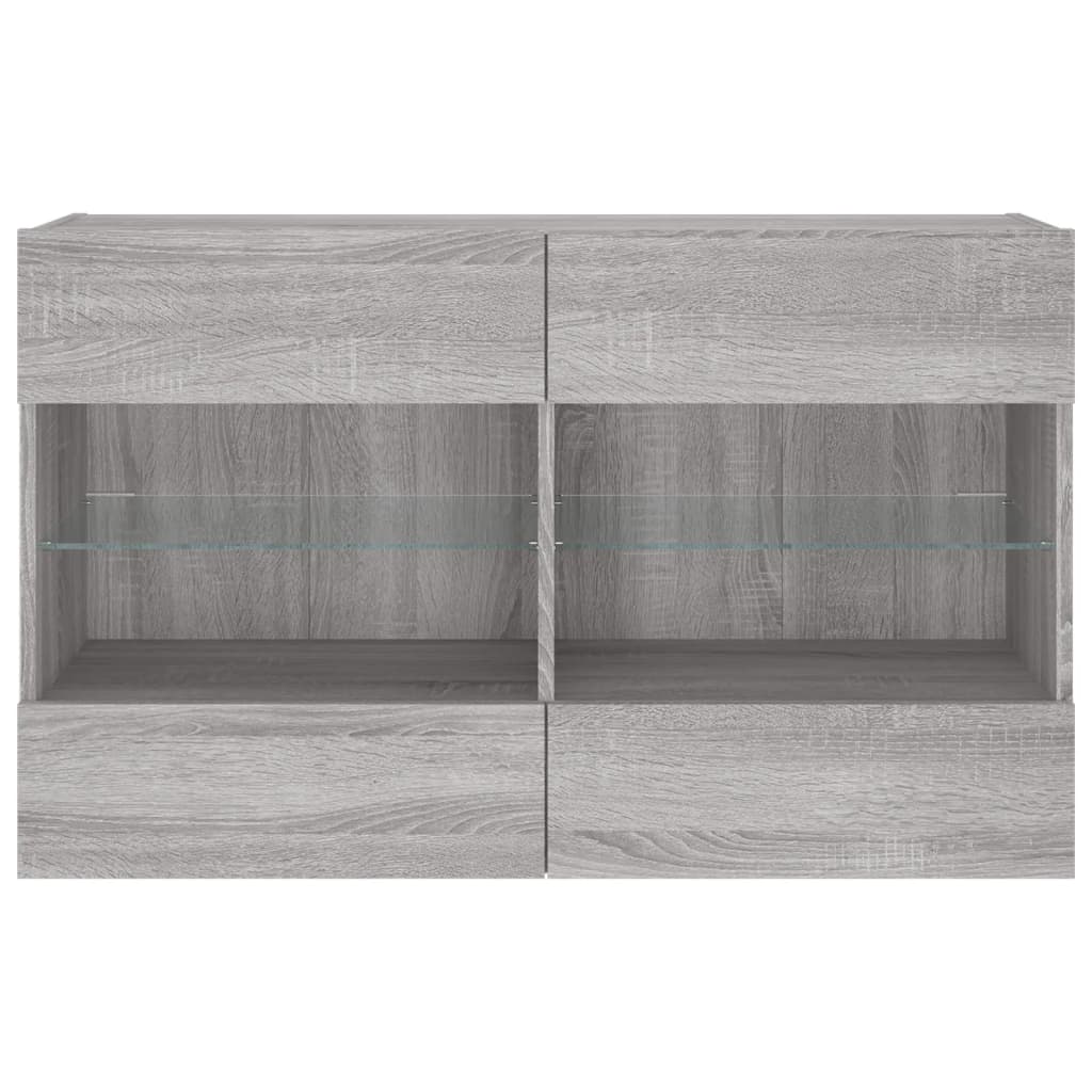 TV-Wandschrank mit LED-Leuchten Grau Sonoma 98,5x30x60,5 cm