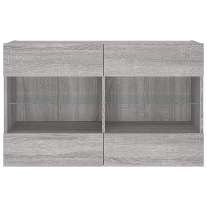 TV-Wandschrank mit LED-Leuchten Grau Sonoma 98,5x30x60,5 cm