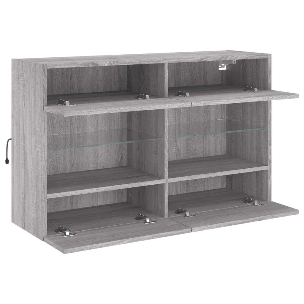 TV-Wandschrank mit LED-Leuchten Grau Sonoma 98,5x30x60,5 cm