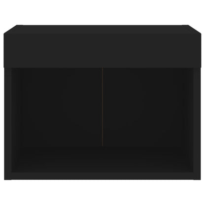 Wand-Nachttisch mit LED-Leuchten Schwarz