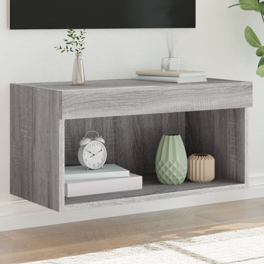 TV-Schrank mit LED-Leuchten Grau Sonoma 60x30x30 cm