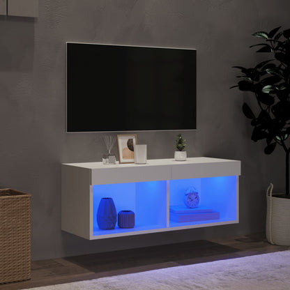 TV-Schrank mit LED-Leuchten Weiß 80x30x30 cm