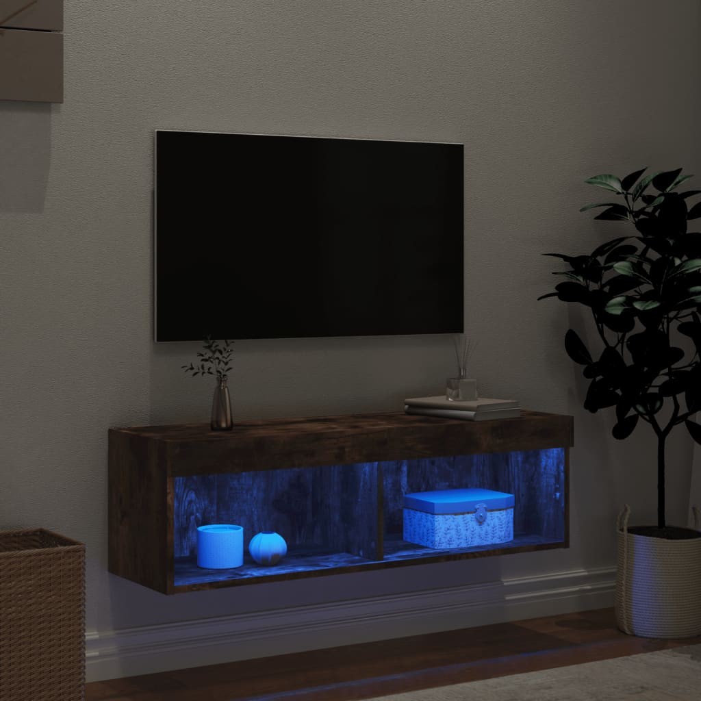 TV-Schrank mit LED-Leuchten Räuchereiche 100x30x30 cm