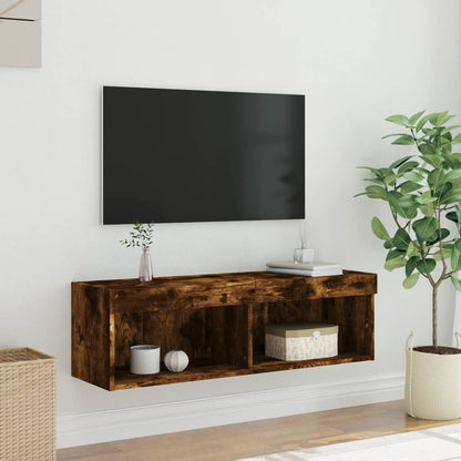 TV-Schrank mit LED-Leuchten Räuchereiche 100x30x30 cm
