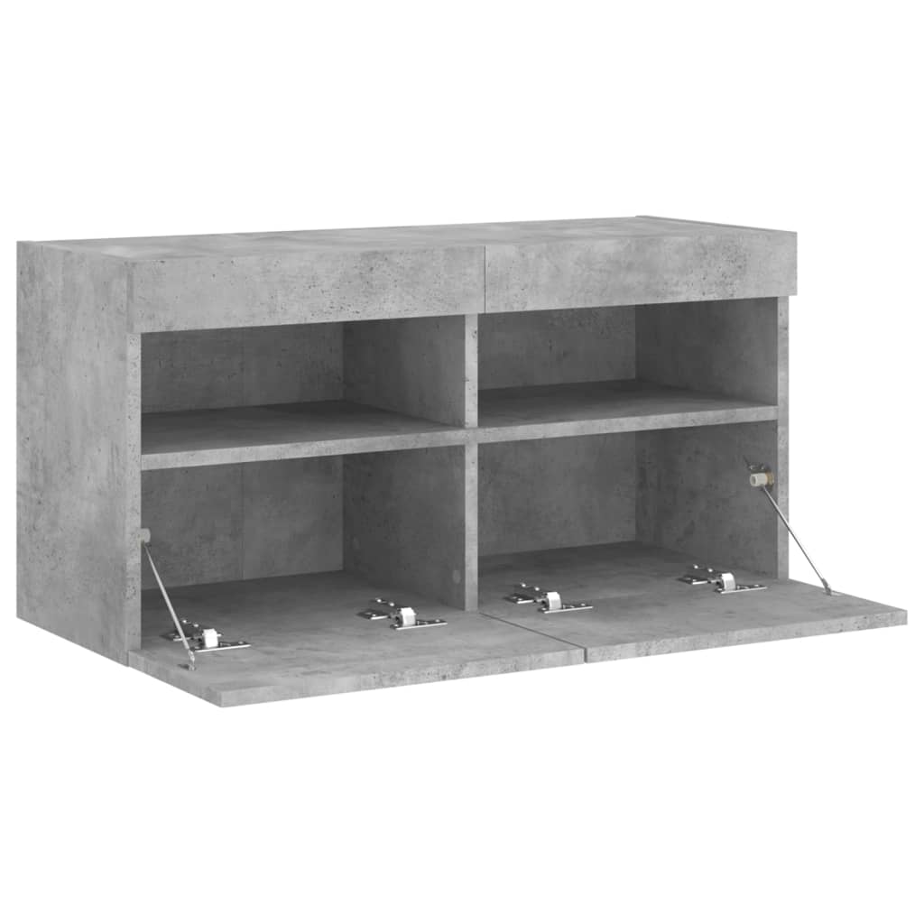 TV-Wandschrank mit LED-Leuchten Betongrau 80x30x40 cm