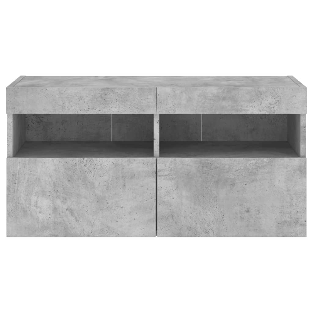 TV-Wandschrank mit LED-Leuchten Betongrau 80x30x40 cm