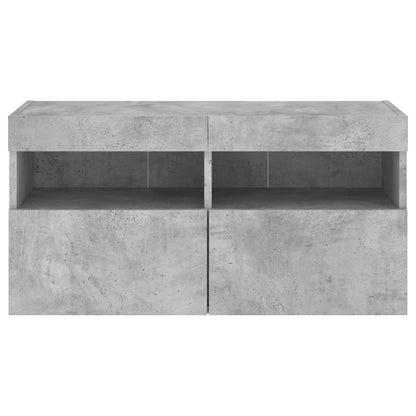 TV-Wandschrank mit LED-Leuchten Betongrau 80x30x40 cm