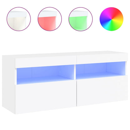 TV-Wandschrank mit LED-Leuchten Weiß 100x30x40 cm