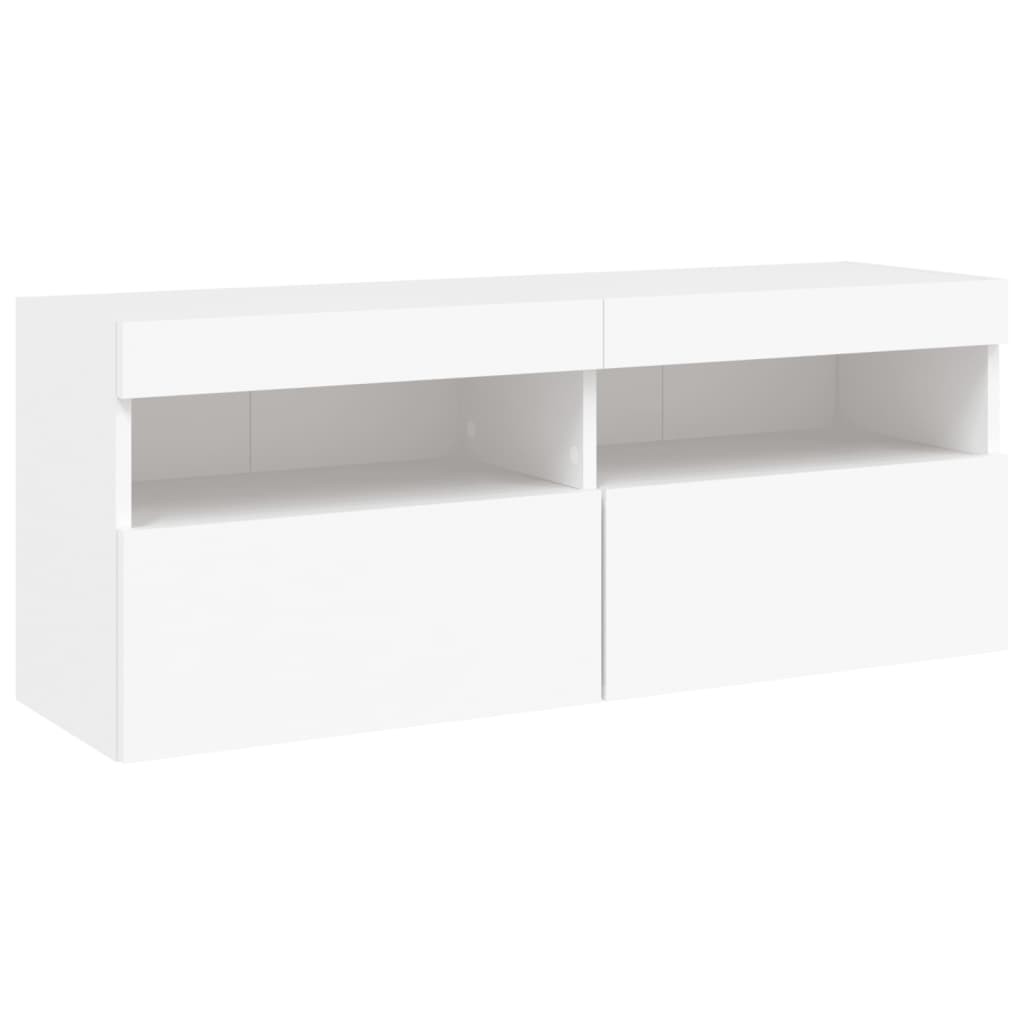 TV-Wandschrank mit LED-Leuchten Weiß 100x30x40 cm