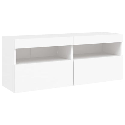 TV-Wandschrank mit LED-Leuchten Weiß 100x30x40 cm