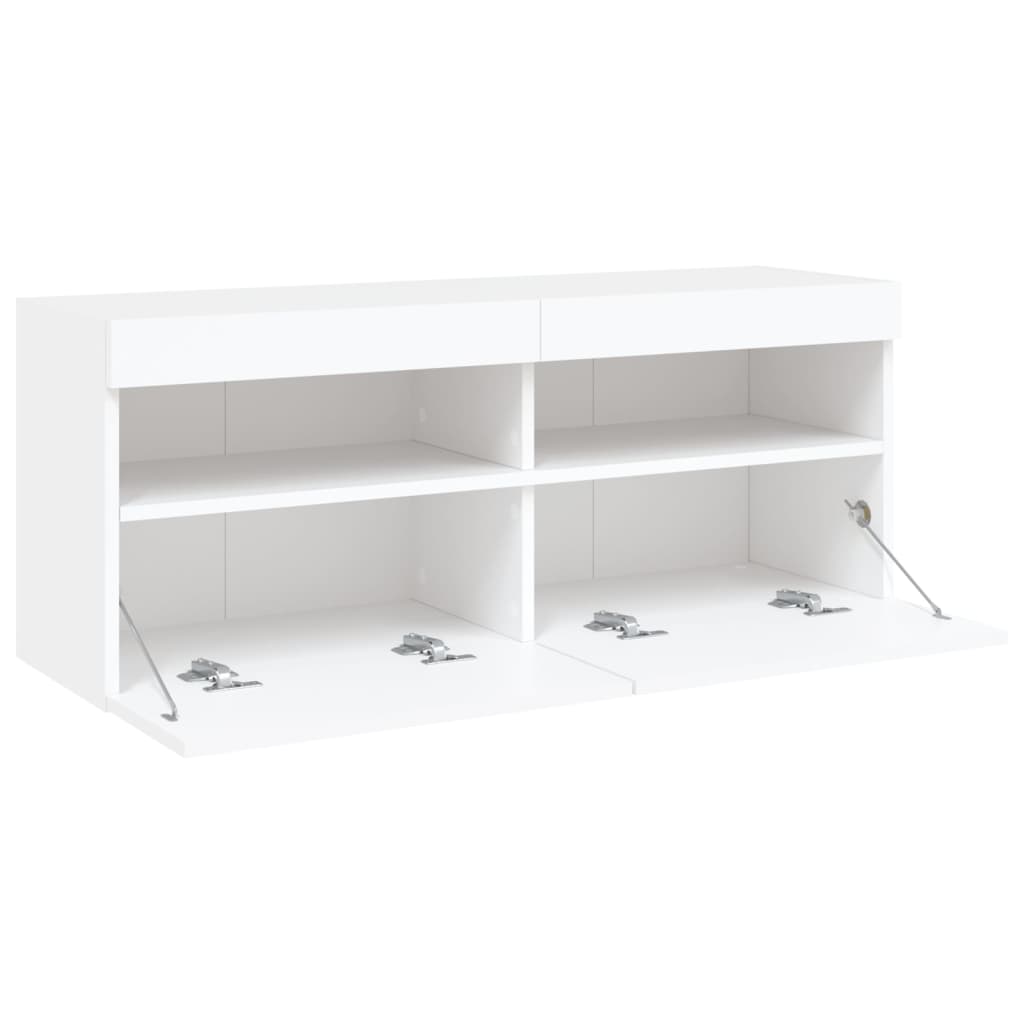 TV-Wandschrank mit LED-Leuchten Weiß 100x30x40 cm