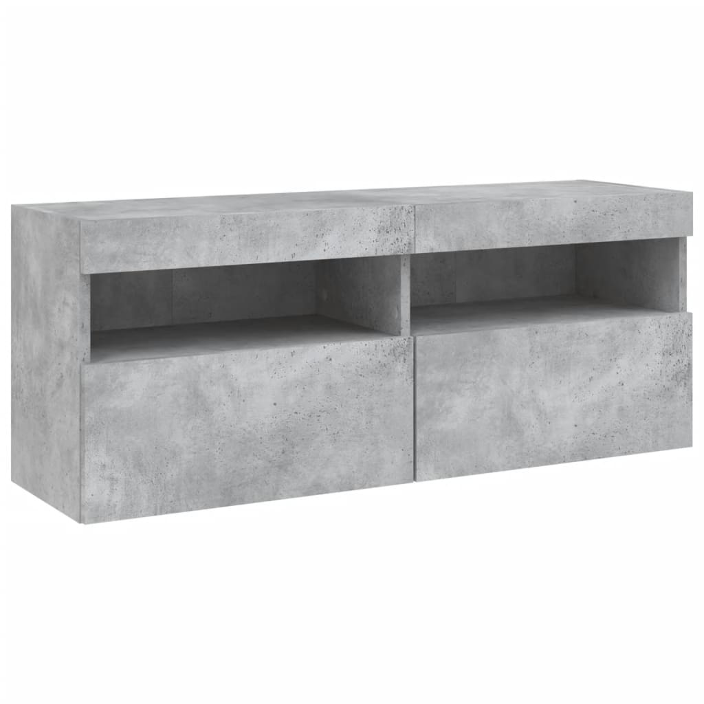 TV-Wandschrank mit LED-Leuchten Betongrau 100x30x40 cm