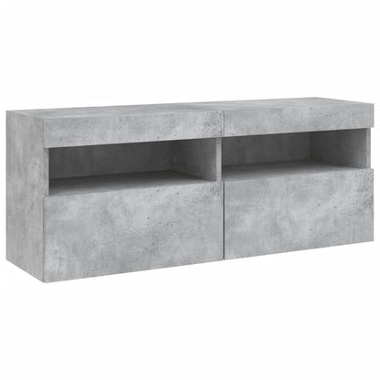 TV-Wandschrank mit LED-Leuchten Betongrau 100x30x40 cm