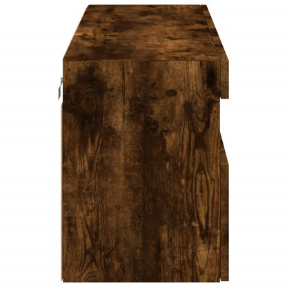 TV-Wandschrank mit LED-Leuchten Räuchereiche 100x30x40 cm