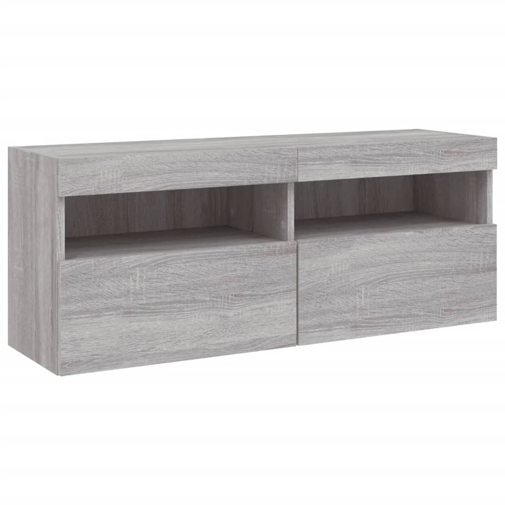 TV-Wandschrank mit LED-Leuchten Grau Sonoma 100x30x40 cm