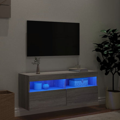 TV-Wandschrank mit LED-Leuchten Grau Sonoma 100x30x40 cm