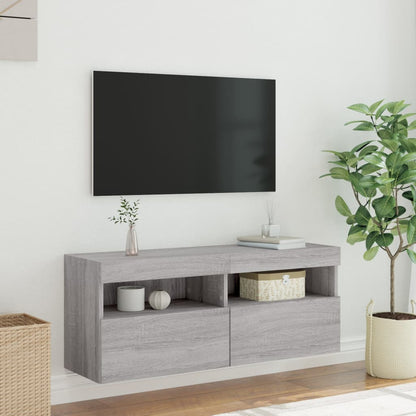 TV-Wandschrank mit LED-Leuchten Grau Sonoma 100x30x40 cm