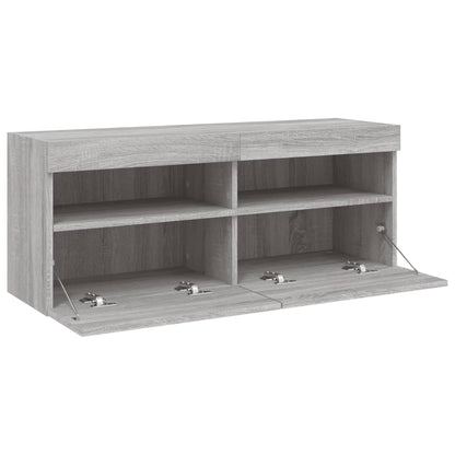 TV-Wandschrank mit LED-Leuchten Grau Sonoma 100x30x40 cm