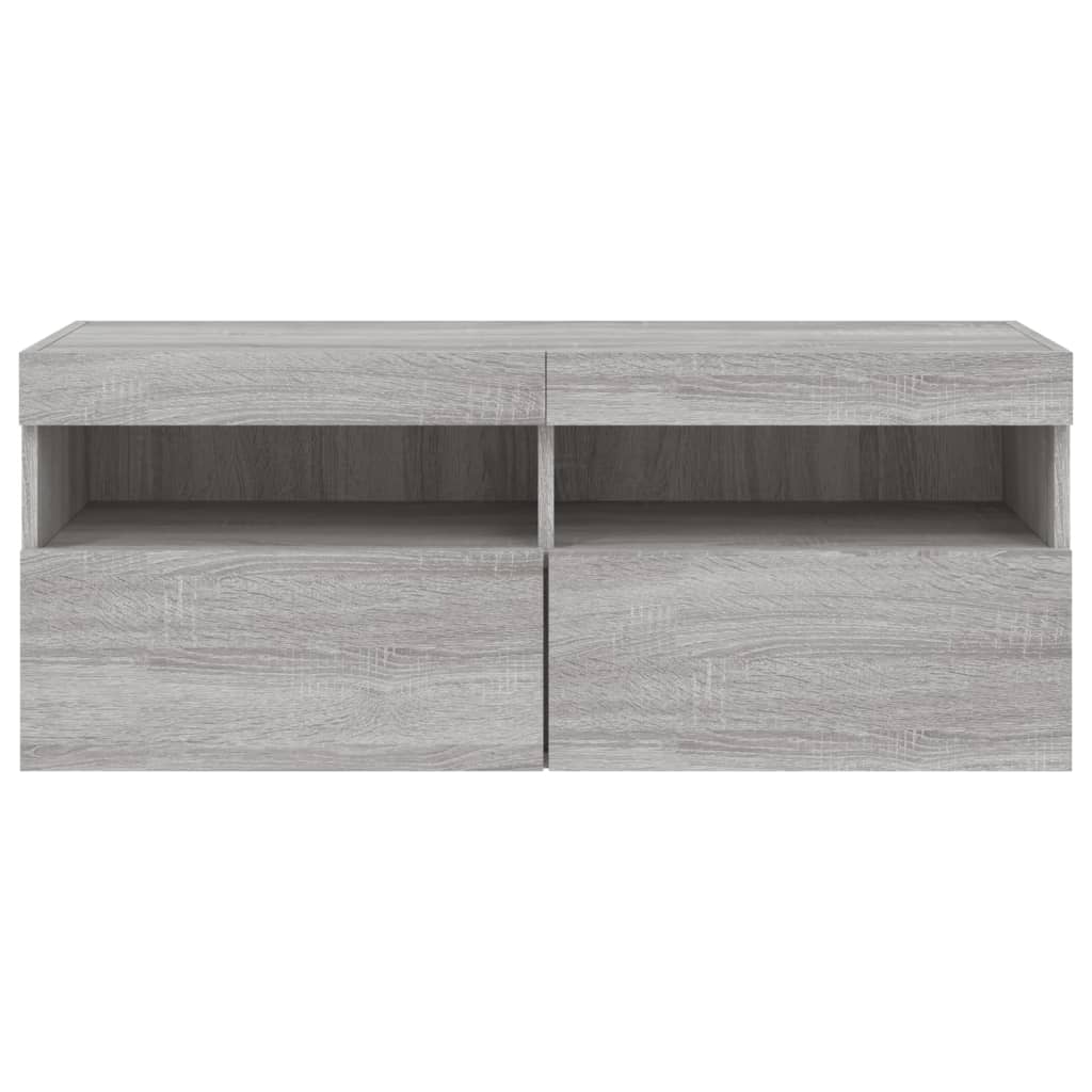 TV-Wandschrank mit LED-Leuchten Grau Sonoma 100x30x40 cm